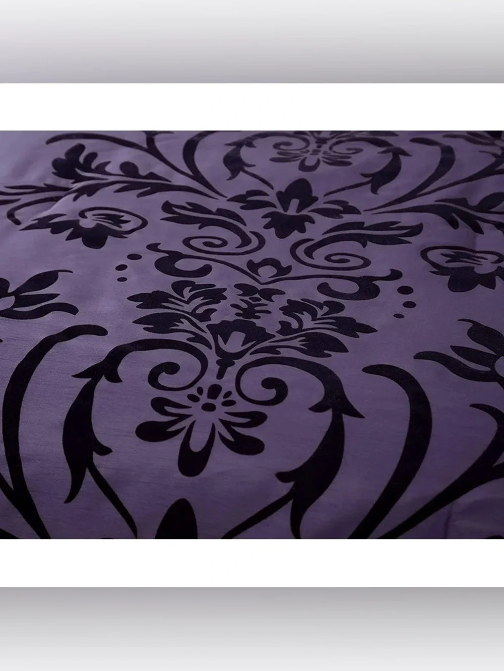 Plush Purple and Black Damask Comforter Set - Elegant Home Bedding